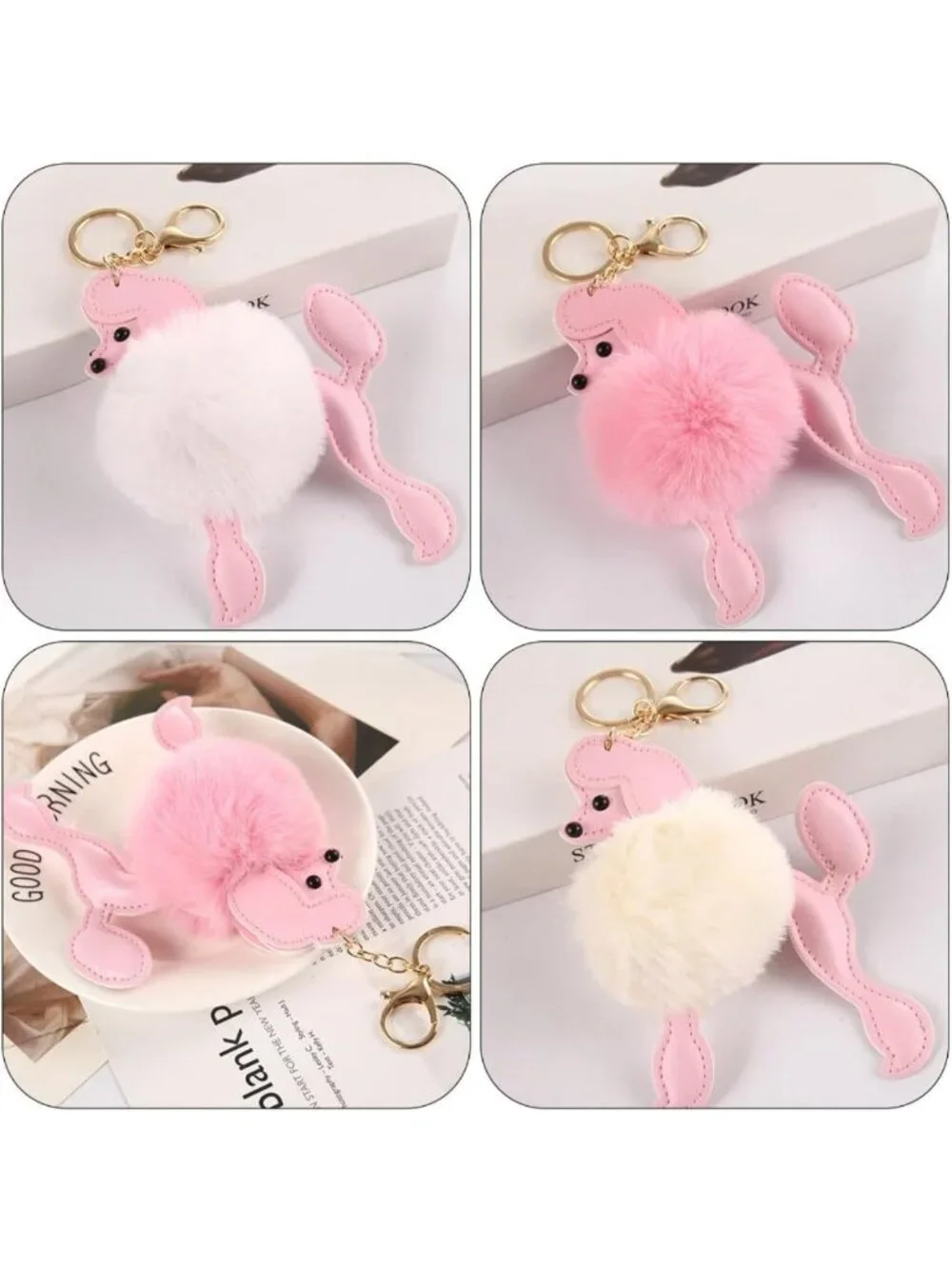 Cute Plush Poodle Keychain Multi-Pack - Cartoon Puppy Bag Decor & Gift Idea
